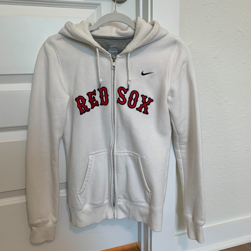Nike Women’s Boston Red Sox White Zip-Up Hoodie (Size Small, Pre-owned)